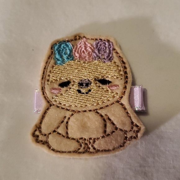 NEW SLOTH FELT HAIR CLIPPY - Picture 1 of 2